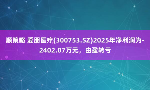 顺策略 爱朋医疗(300753.SZ)2025年净利润为-2402.07万元，由盈转亏